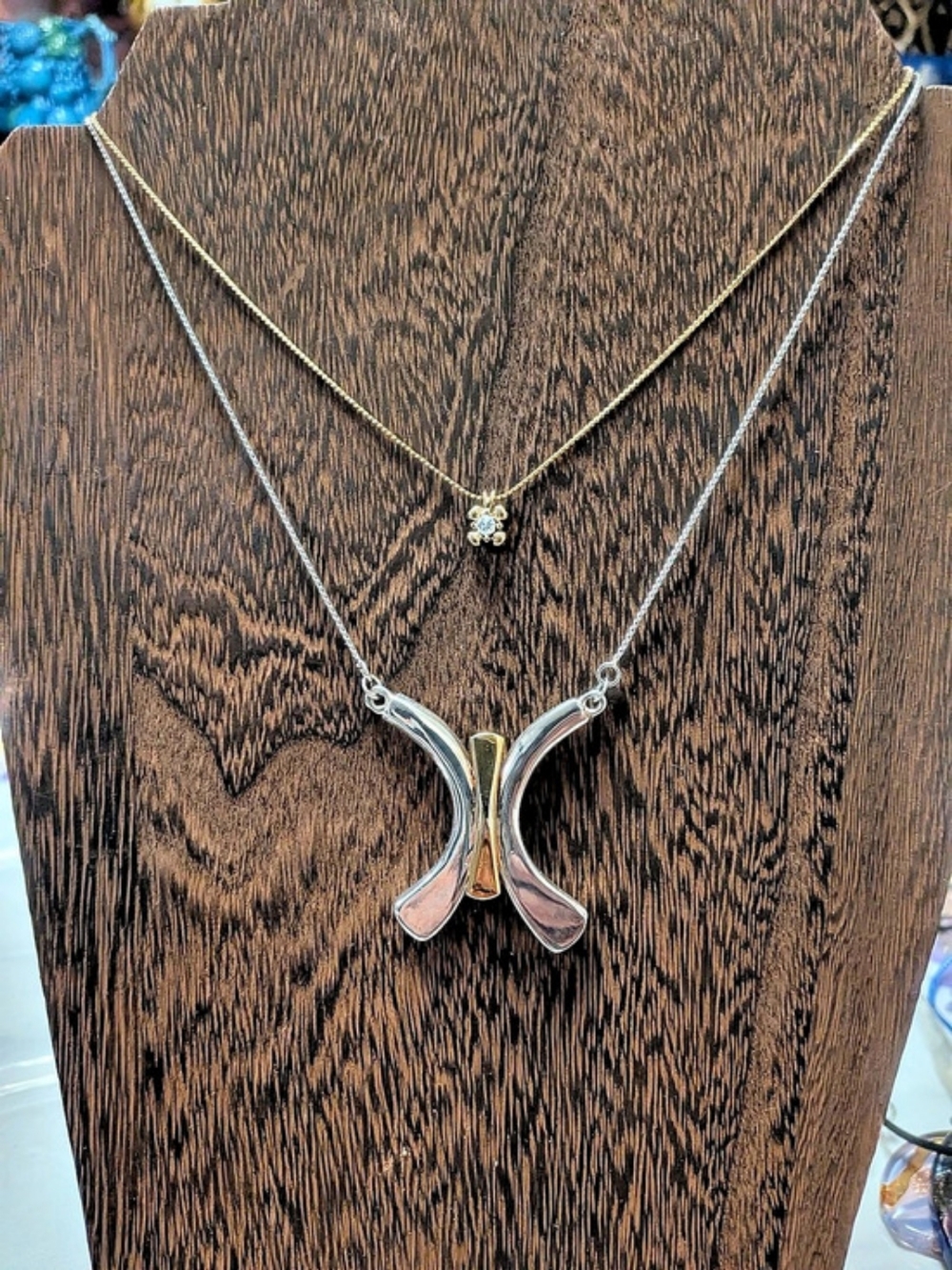 Vintage Two-Tone Double Necklace Layering Bundle - Set of 2 (Signed CIO)